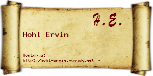 Hohl Ervin névjegykártya