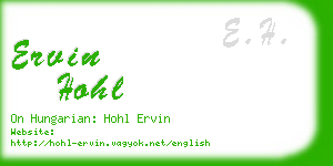 ervin hohl business card